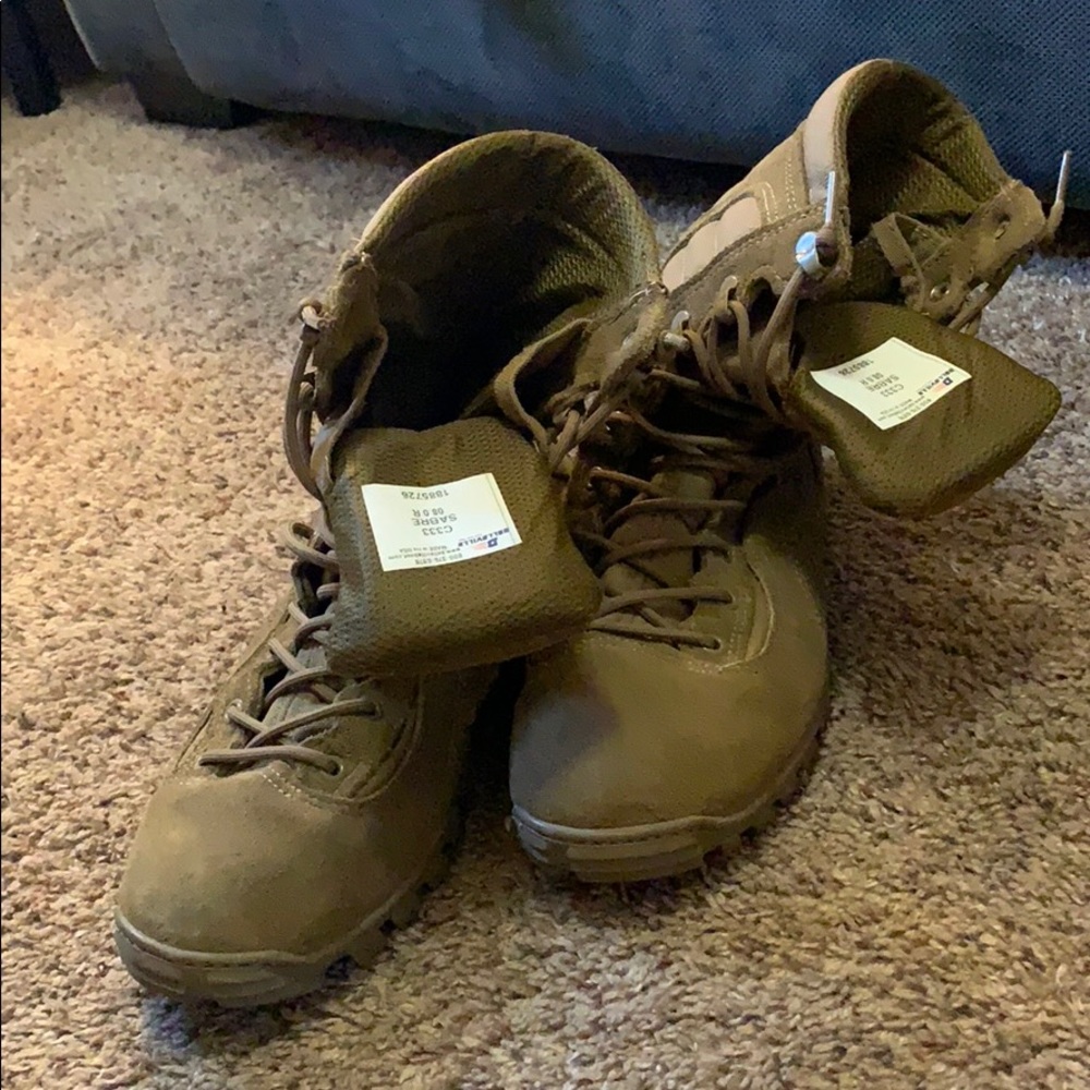 Combat boots.